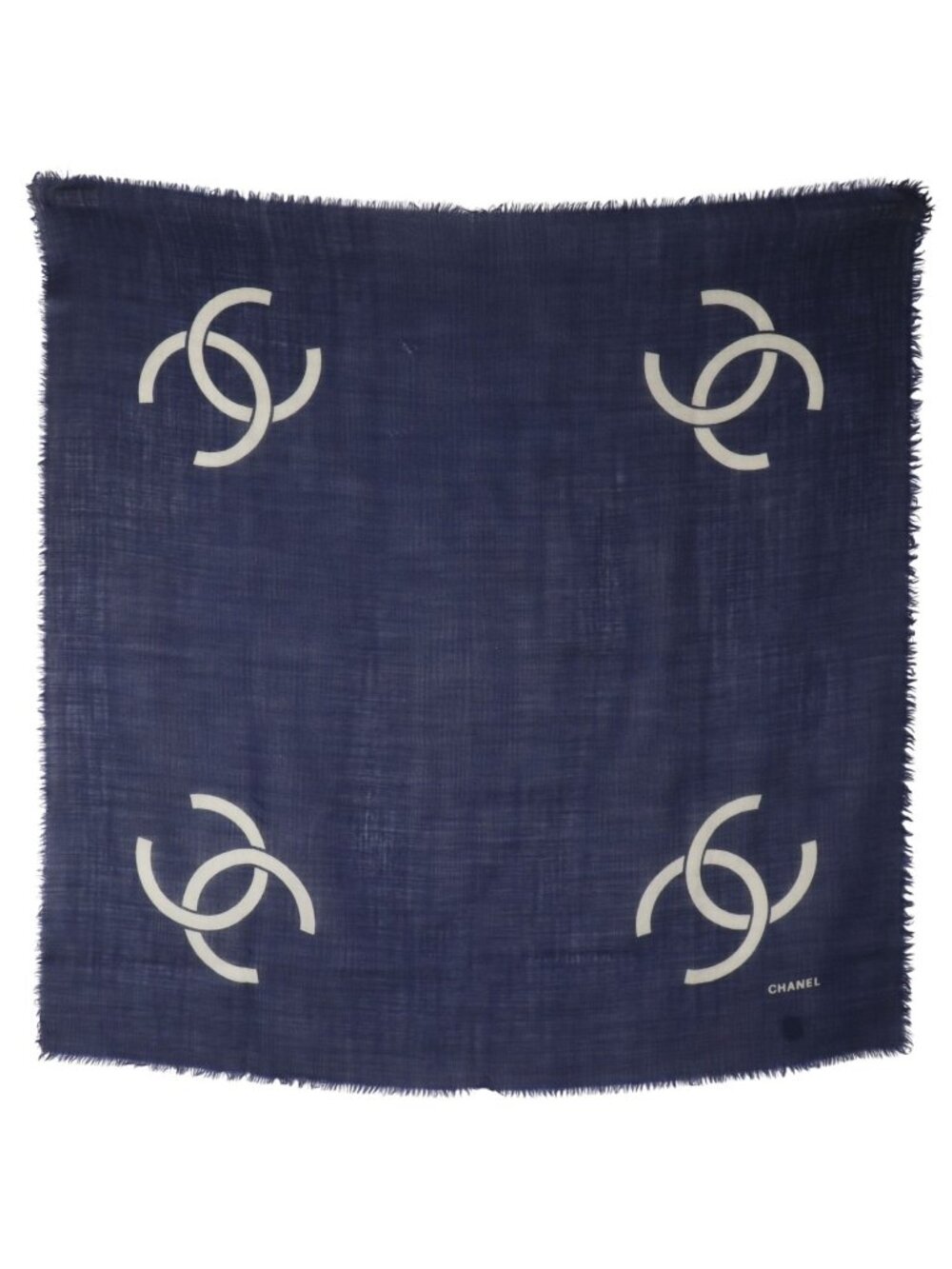 Chanel CC Logo Silk Navy Scarf